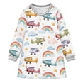 thumbnail image 1 of Girls' long-sleeved dress Airplane Rainbow Girls' A-line dress with ribbed cuffs Soft and comfortable, 1 of 6