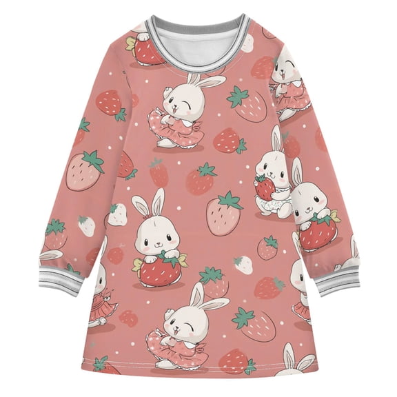 Girls' long-sleeved dress Bunny in A Skirt Girls' A-line dress with ribbed cuffs Soft and comfortable