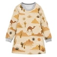 thumbnail image 1 of Girls' long-sleeved dress Cactus and Camel Girls' A-line dress with ribbed cuffs Soft and comfortable, 1 of 6