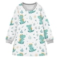 thumbnail image 1 of Girls' long-sleeved dress Cute Cartoon Dinosaur Girls' A-line dress with ribbed cuffs Soft and comfortable, 1 of 6