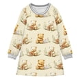 thumbnail image 1 of Girls' long-sleeved dress Cute Picnic Bear Girls' A-line dress with ribbed cuffs Soft and comfortable, 1 of 6