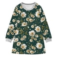 thumbnail image 1 of Girls' long-sleeved dress Daisies and Wildflowers Girls' A-line dress with ribbed cuffs Soft and comfortable, 1 of 6