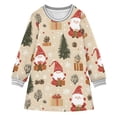 thumbnail image 1 of Girls' long-sleeved dress Gnome Snowflake Christmas Tree Girls' A-line dress with ribbed cuffs Soft and comfortable, 1 of 6