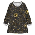 thumbnail image 1 of Girls' long-sleeved dress Golden Edged Cat Girls' A-line dress with ribbed cuffs Soft and comfortable, 1 of 6
