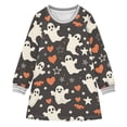 thumbnail image 1 of Girls' long-sleeved dress Halloween Ghost Stars Girls' A-line dress with ribbed cuffs Soft and comfortable, 1 of 6