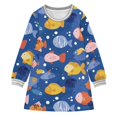 thumbnail image 1 of Girls' long-sleeved dress Marine Fish Girls' A-line dress with ribbed cuffs Soft and comfortable, 1 of 6