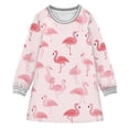 thumbnail image 1 of Girls' long-sleeved dress Pink Flamingo Girls' A-line dress with ribbed cuffs Soft and comfortable, 1 of 6