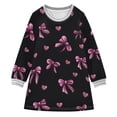 thumbnail image 1 of Girls' long-sleeved dress Pink Purple Bow Heart Girls' A-line dress with ribbed cuffs Soft and comfortable, 1 of 6