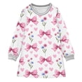 thumbnail image 1 of Girls' long-sleeved dress Plaid Bow Heart Flower Girls' A-line dress with ribbed cuffs Soft and comfortable, 1 of 6