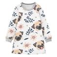 thumbnail image 1 of Girls' long-sleeved dress Pug Girls' A-line dress with ribbed cuffs Soft and comfortable, 1 of 6