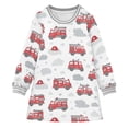 thumbnail image 1 of Girls' long-sleeved dress Red Fire Truck Girls' A-line dress with ribbed cuffs Soft and comfortable, 1 of 6