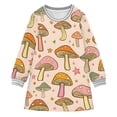 thumbnail image 1 of Girls' long-sleeved dress Retro Mushroom Star Girls' A-line dress with ribbed cuffs Soft and comfortable, 1 of 6