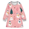 thumbnail image 1 of Girls' long-sleeved dress Snowman Christmas Tree Girls' A-line dress with ribbed cuffs Soft and comfortable, 1 of 6