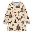 thumbnail image 1 of Girls' long-sleeved dress Snowman and Deer Girls' A-line dress with ribbed cuffs Soft and comfortable, 1 of 6