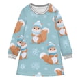 thumbnail image 1 of Girls' long-sleeved dress Squirrel Snowflake Girls' A-line dress with ribbed cuffs Soft and comfortable, 1 of 6