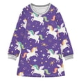 thumbnail image 1 of Girls' long-sleeved dress Unicorn Girls' A-line dress with ribbed cuffs Soft and comfortable, 1 of 6