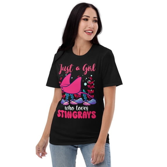 Girls love Ocean Animals Novelty Fish Lovers T-Shirt (Black, S)