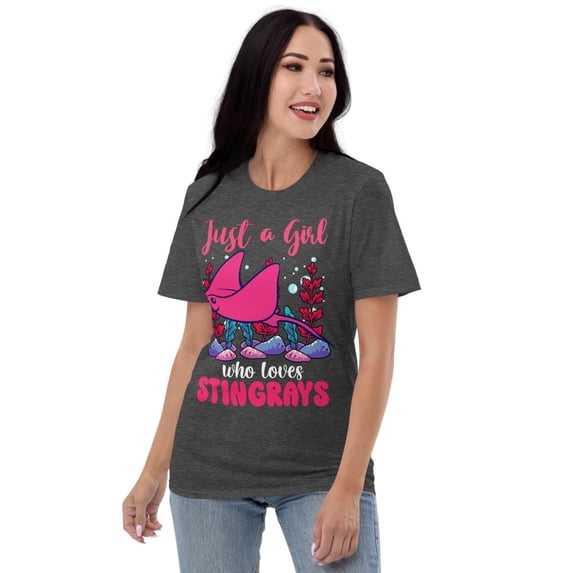 Girls love Ocean Animals Novelty Fish Lovers T-Shirt (Heather Dark Grey, 2XL)