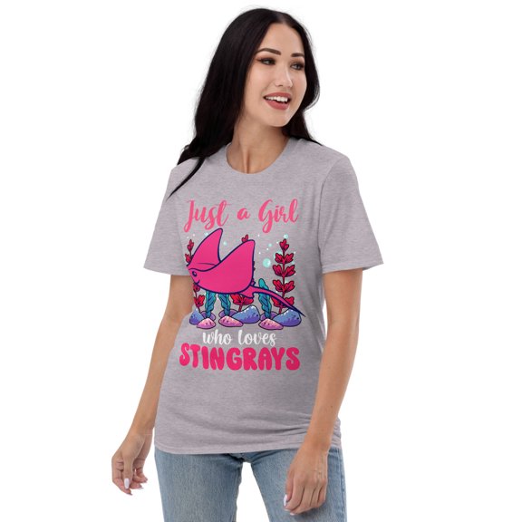 Girls love Ocean Animals Novelty Fish Lovers T-Shirt (Heather Grey, L)