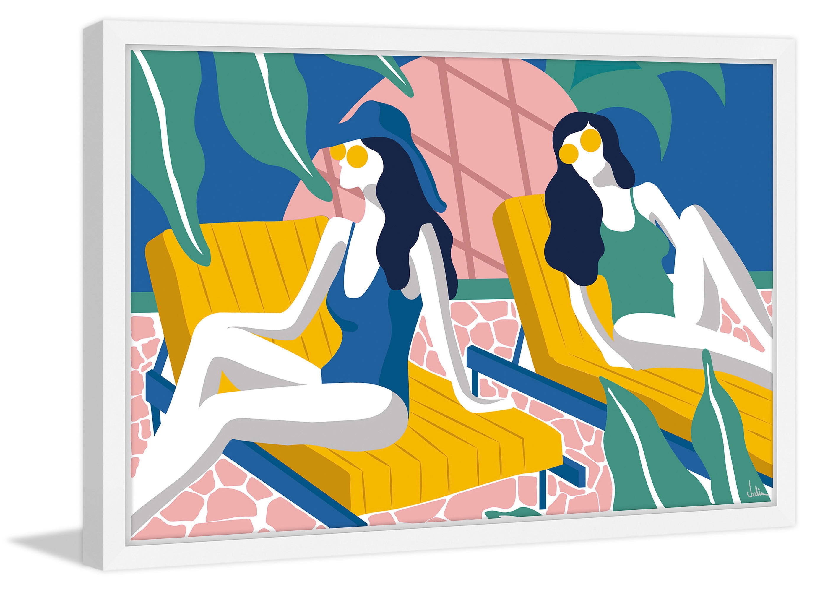 Girls on Vacation Framed Painting Print