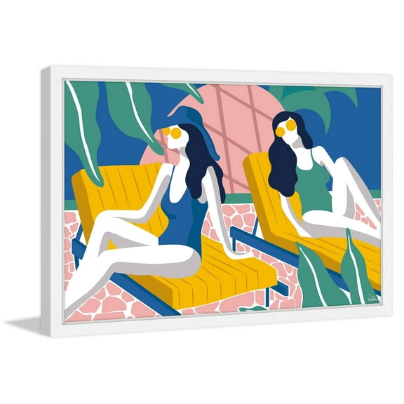 Girls on Vacation Framed Painting Print