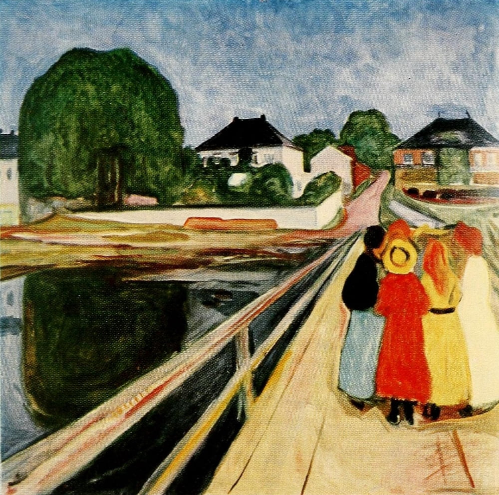 Girls on a bridge 1902 Canvas Art - Edvard Munch (18 x 24)