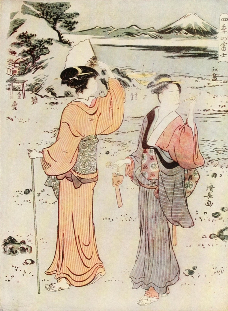 Girls on the Seashore The Connoisseur 39 1914 Canvas Art - Torii Kiyonaga (18 x 24)