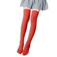 thumbnail image 1 of Girls over the Knee High Stocking High Long Socks -Thin Tights Boot Socks for Casual School Uniform Boys Low Cut Socks Red 13-15Y, 1 of 4
