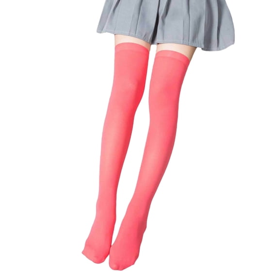 Girls over the Knee High Stocking High Long Socks -Thin Tights Boot Socks for Casual School Uniform Frilly Socks Girls Watermelon Red 13-15Y