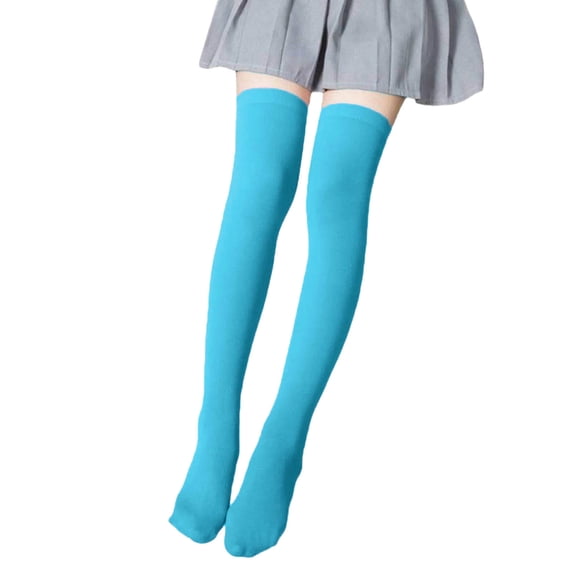 Girls over the Knee High Stocking High Long Socks -Thin Tights Boot Socks for Casual School Uniform Vintage Socks Sky Blue 7-10Y