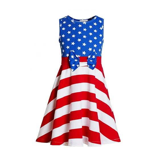 Girls patriotic dress, 4th of July dress for girls baby toddler kid, Memorial day dress, Star flag dress, Personalized July 4th dress