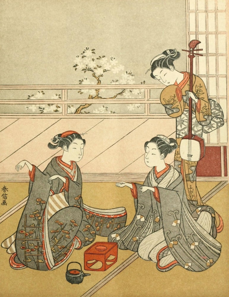 Girls playing the game of Ken The Studio 1908 Canvas Art - Suzuki Harunobu (24 x 36)