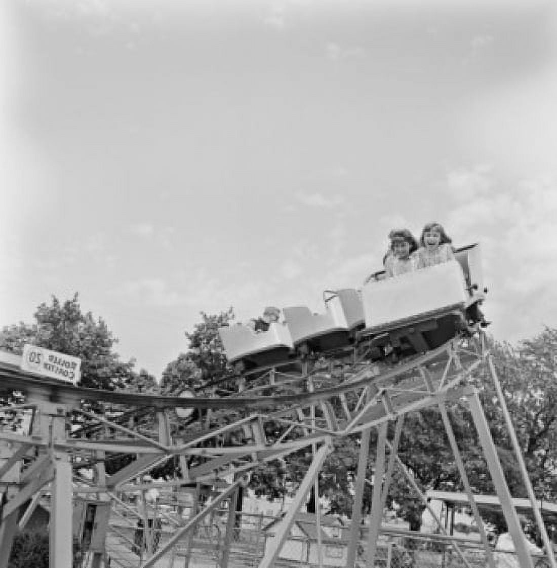 Girls riding rollercoaster Canvas Art - (18 x 24)