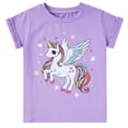 thumbnail image 1 of Lanbubble Girls Graphic T-Shirt Short Sleeve Tees with Unicorn Print Summer Casual Tops, Sizes 3-4, 1 of 8