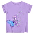 thumbnail image 1 of Lanbubble Girls Graphic T-Shirt Short Sleeve Tees with Butterfly Print Summer Casual Tops, Sizes 5-6, 1 of 8