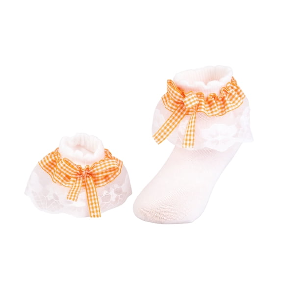 Girls 's Big Ruffle Ankle Socks,Kids Lace Frilly Socks with Bows Cotton Ruffled Dress Crew Cute Bobby Sock Casual Wear