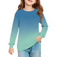thumbnail image 1 of Girls' shirt Long Sleeve Crewneck Gradient Tops Casual Soft Baggy Pullover Sweatshirt for Kids, 1 of 6