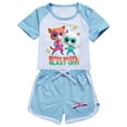 thumbnail image 1 of Girls' short sleeved set Super Kitties, children's girls' short sleeved T-shirt shorts sports set, game cartoon fashion casual set, suitable for children aged 3-10, 1 of 4