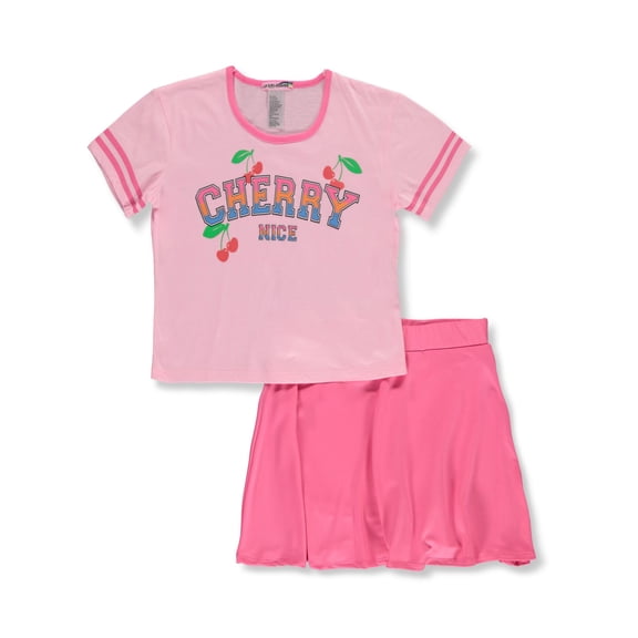 Girlsquad Girls' 2-Piece Cherry Skirt Set Outfit Color: hot pink Size: 8