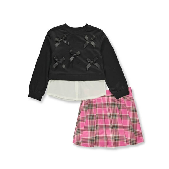 Girlsquad Girls' 2-Piece Sweater Scooter Skirt Set Outfit Color: black multi Size: 4