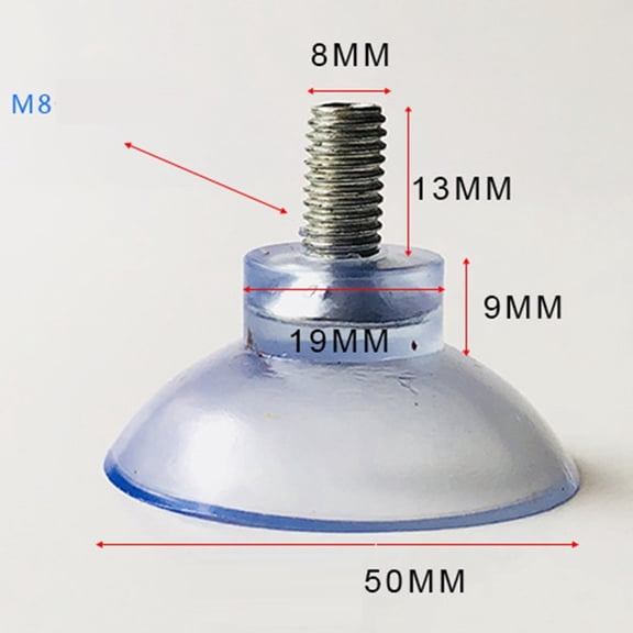 Girlsshop 10 Pcs M8 Clear Nut Thumb Screw Suction Cups/Pad Suckers Turn Plastic/Rubber,50mm
