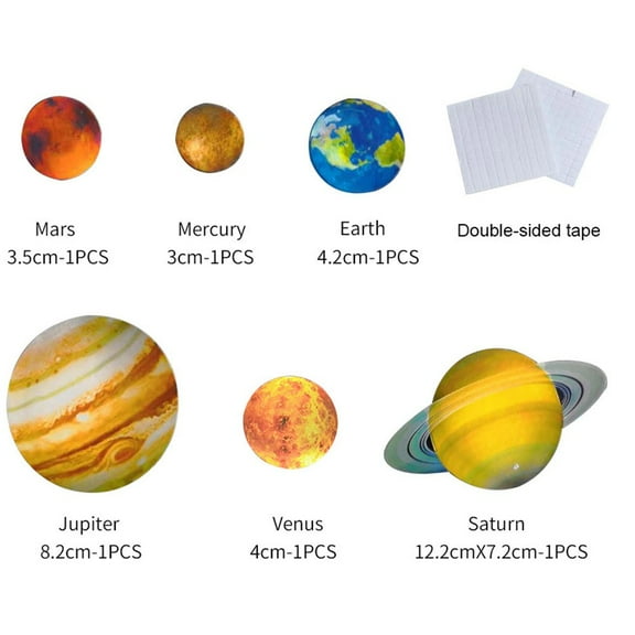 Girlsshop 100Pcs Glow In The Dark Planets Solar Wall Stickers Room Decor Decal