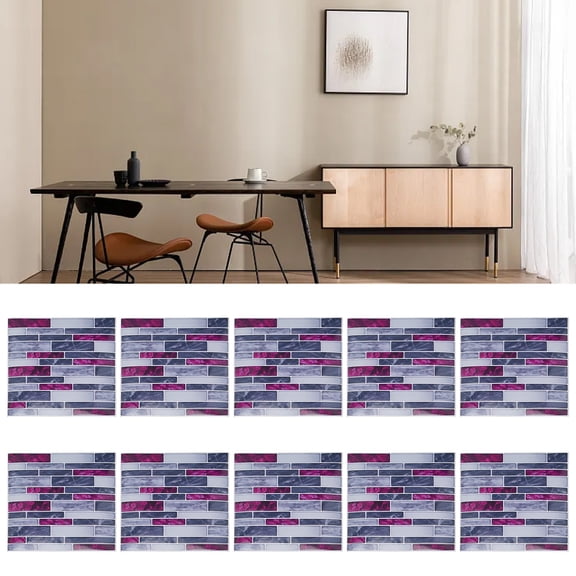Girlsshop 10Pcs 15X15Cm Self Adhesive Tile Brick Wall Stickers Waterproof Kitchen Bathroom,9