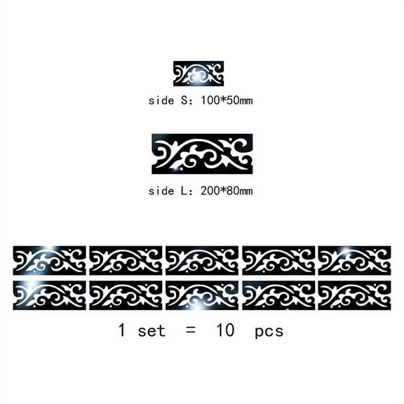 Girlsshop 10Pcs 3D Mirror Art Kick Line Wall Sticker Acrylic Decal Home Room Decor,Gold S