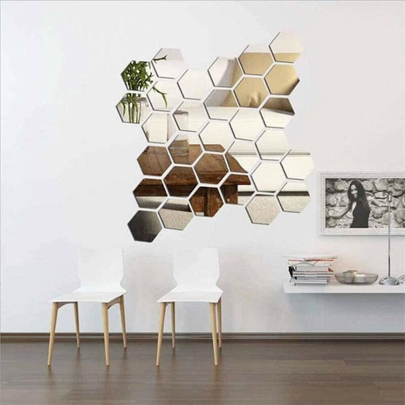 Girlsshop 12/36*3D Mirror Tiles Mosaic Wall Stickers Self Adhesive Bedroom Art Decal Home,12pcs