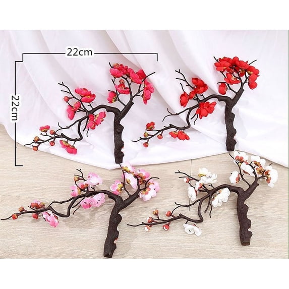 Girlsshop 2Pcs Simulation Plum Blossom House Decorations For Home Fake Flowers,pink
