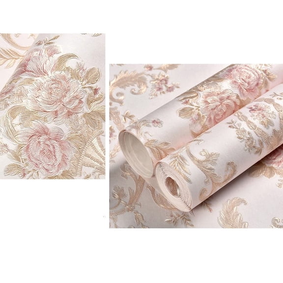 Girlsshop 3D Floral Wall Stickers Warm Girl Bedroom Background Contact Paper,713-Pink53cm*3m