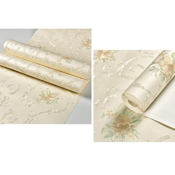 Girlsshop 3D Floral Wall Stickers Warm Girl Bedroom Background Contact Paper,JA102-Beige53cm*3m