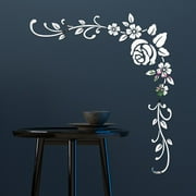 Girlsshop 3D Mirror Flower Removable Wall Sticker Art Acrylic Mural Decal Wall Home Decor ,Silver