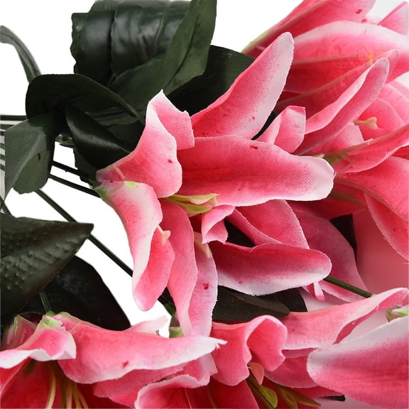 Girlsshop 45Cm Stargazer Lillies 10 Head Flower Spray Bunch Lily Decor New,Dark pink